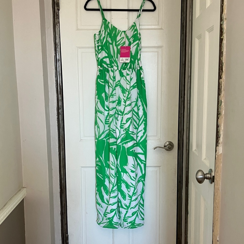 Lilly Pulitzer for Target Green and White Tropical Print Jumpsuit